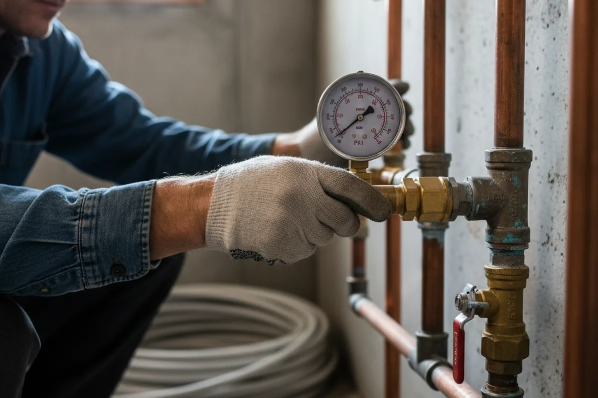 Pressure testing a repaired line during Water Line Repair in South Amboy
