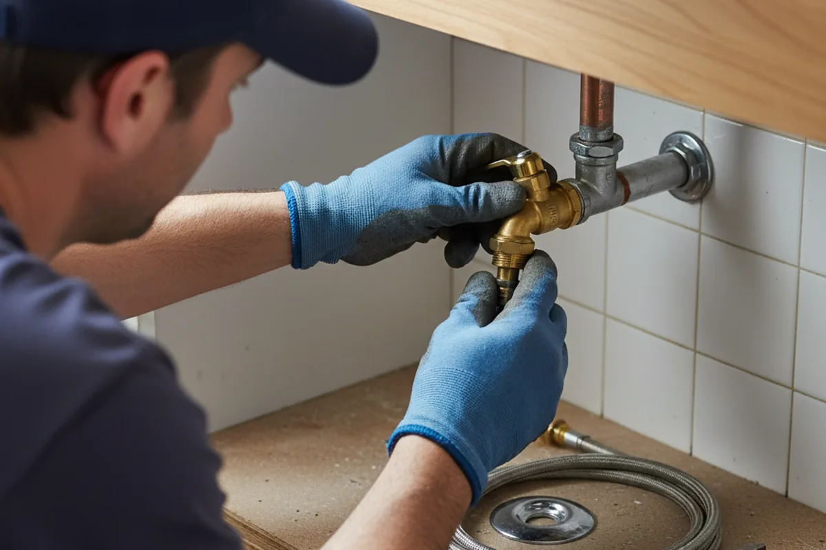 Shutoff valve and fitting work during Burst Pipe Repair in South Amboy